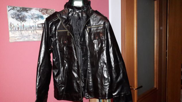 Giubotto ecopelle nero lucido Tg M - NUOVO - Foto 4