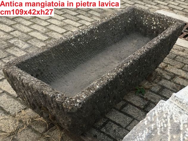 Antica mangiatoia in pietra lavica – Fioriera, lavabo e arredo per giardino - Foto 6