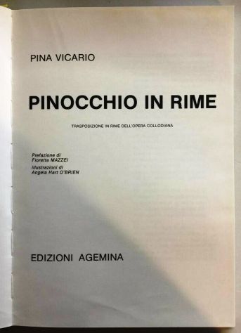 PINOCCHIO IN RIME, PINA VICARIO, Ed. Agemina, Prima edizione novembre 1982. - Foto 3
