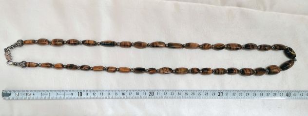 BELLISSIMA COLLANA IN AUTENTICO OCCHIO DI TIGRE, ELEMENTI E CHIUSURA ARGENTO. - Foto 8