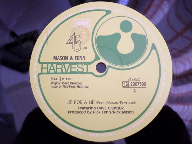NICK MASON R. FENN Feat.David Gilmour (Pink Floyd) Lie For Alie -12" 7 Maxi 45 - Foto 3