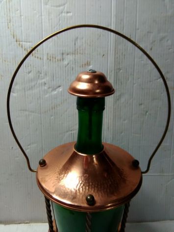 VECCHIA BOTTIGLIA MUSICALE DI LIQUORE CON CARILLON LADOR VETRO E METALLO - Foto 4