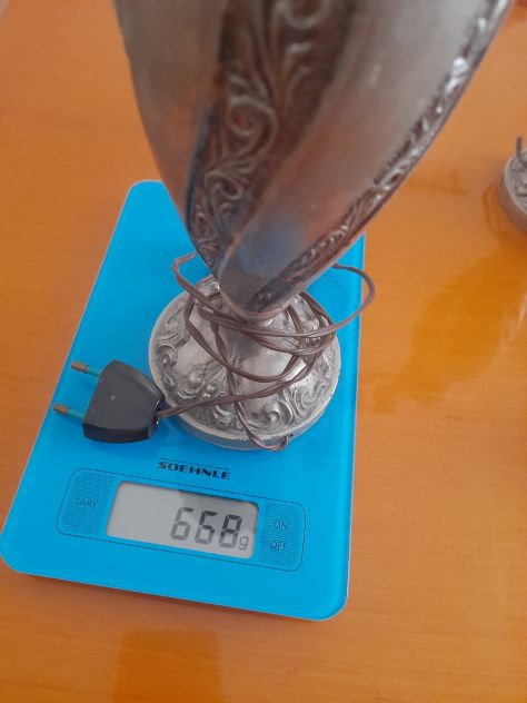 Coppia di portalampade con strutture in ottone placate d'ARGENTO 925 perfette. - Foto 2
