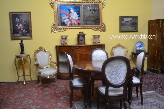 Tavolo da pranzo-riunioni tondo stile inglese allungabile fino a 320 cm. - Foto 4