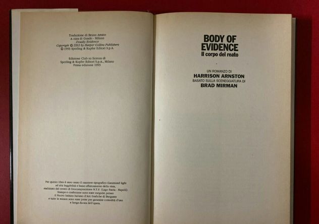 Body of evidence Il corpo del reato di Harrison Arnston 1°Ed.Club,1993 perfetto - Foto 3