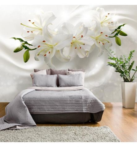 Fotomurale Adesivo Con I Fiori Bianchi In 3d ARREDALACASA
