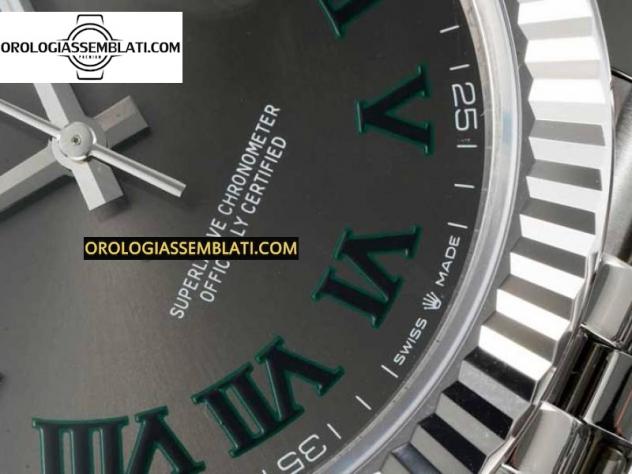 REPLICA ROLEX DATEJUST 41 SS LUNETTA SCANALATA 1:1 BEST EDITION ACCIAIO 904L GRIGIO VERDE QUADRANTE ROMANO SUL BRACCIALE JUBILEE 3235 - Foto 15