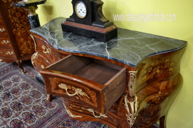 Comò – cassettone intarsiato stile Luigi XV - Foto 5