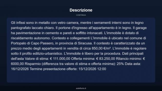 Immobile in asta di 114 m² con più di 5 locali e box auto in vendita a Portopalo di Capo Passero - Foto 14