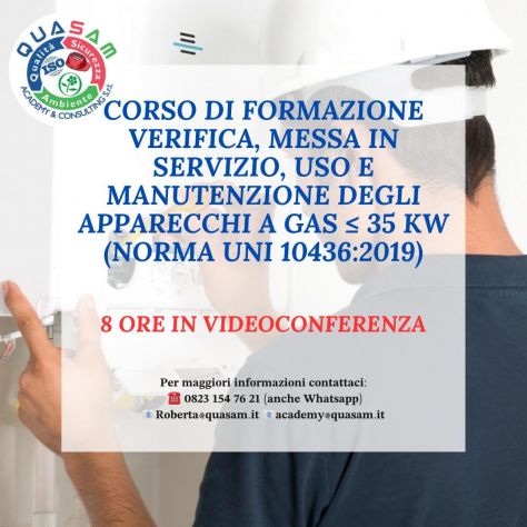 Verifica, Messa in Servizio, Uso e Manutenzione di Apparecchi a Gas fino a 35 Kw