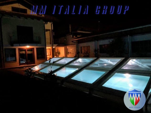 Coperture per piscine telo pvc Cristal telaio acciaio velcro Sistem MM Italia - Foto 7