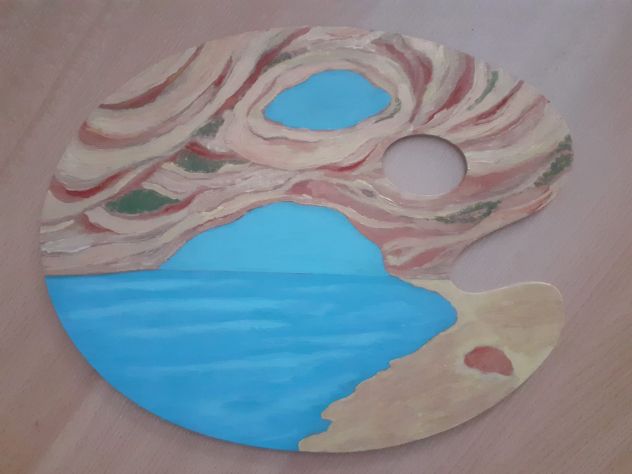 Tavolozza dipinta con paesaggio marino - Foto 2