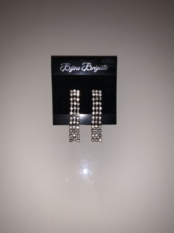 COPPIA DI ORECCHINI VINTAGE DA DONNA ANNI ‘90/2000,BIGIOTTERIA,IN METALLO E ZIRC - Foto 5
