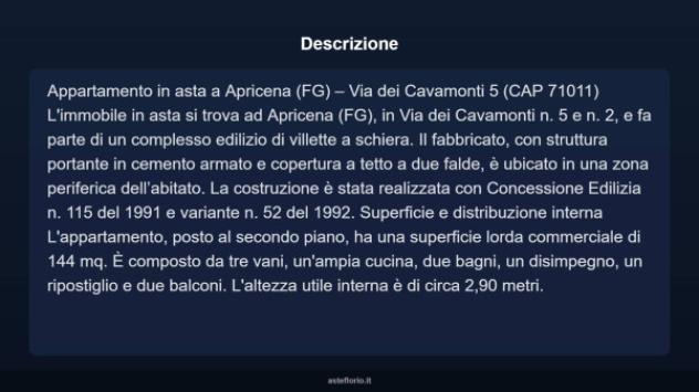 Immobile in asta di 144 m² con più di 5 locali e box auto in vendita a Apricena - Foto 2