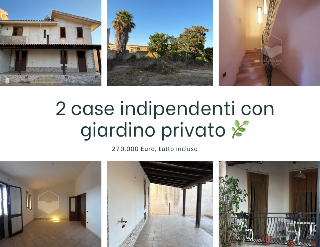 MARSALA, (TP): 2 CASE + GIARDINO PRIVATO DI 400MQ