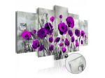 Quadro Con I Fiori Viola Cm.100x50 O 200x100 Su Vetro Acrilico