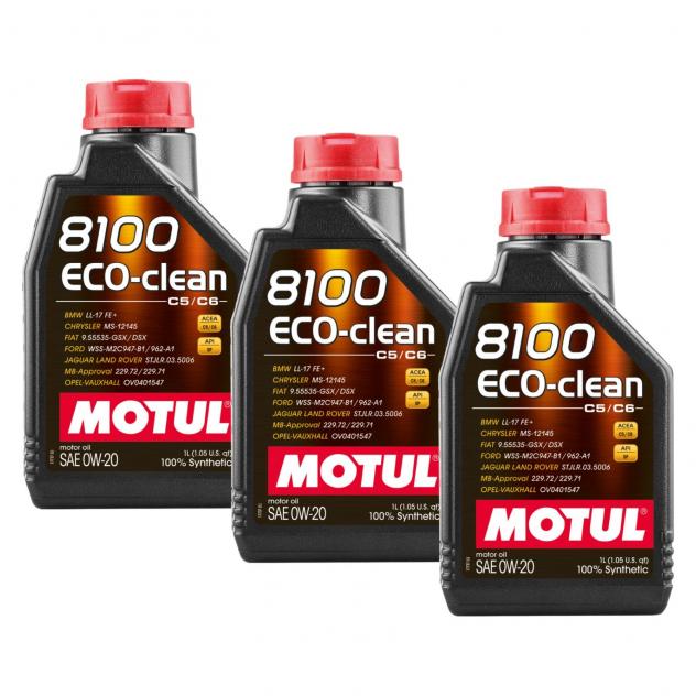 Motul 8100 ECO CLEAN 0W20 Olio motore 3L Acea C5/C6 API SP Fuel Economy