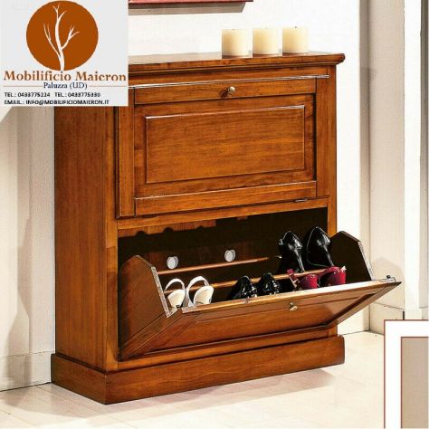 Mobili Classici In Legno Scarpiera in Legno 2 Ante Stile Arte Povera Cod 10410