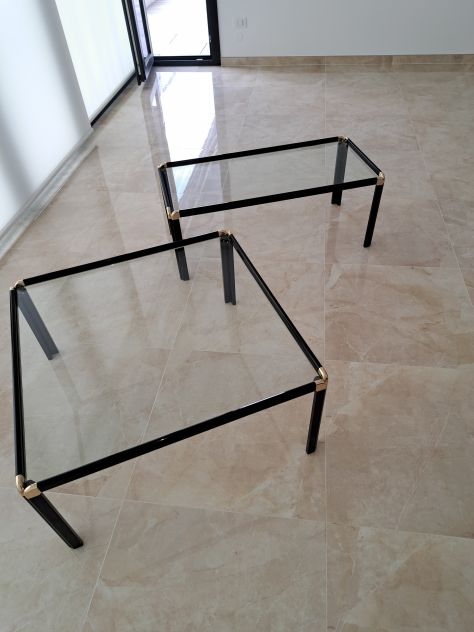 2 Tavolini da salotto in vetro e metallo