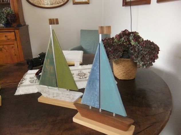 barche stilizzate per arredamento casa al mare su piedistallo - Foto 2
