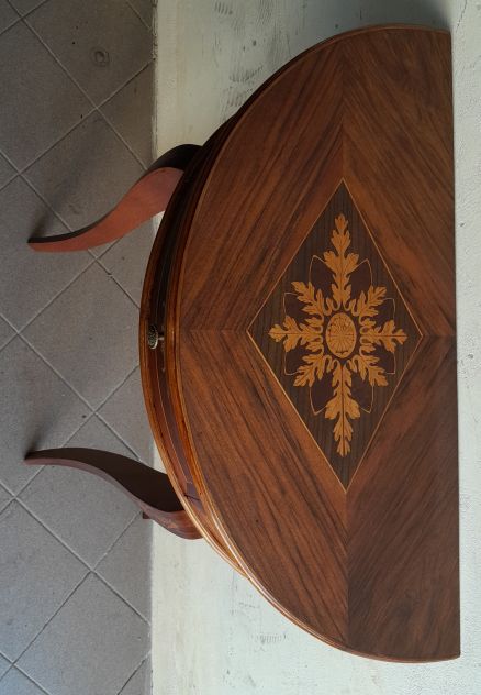 Consolle Antica XVIII SECOLO a mezza Luna in legno di Noce con un cassetto - Foto 3