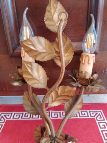 Coppia Applique da Parete 2 Luci Antiche Vintage con Lampadine - Foto 7