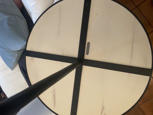 TAVOLINI IN FERRO BATTUTO E BASE LEGNO SBIANCATO - Foto 3