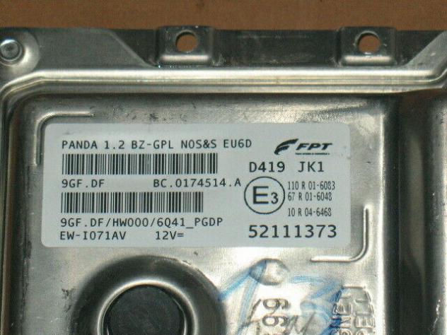 52111373 9GFDF ECU FIAT PANDA 1.2 GPL LPG 52111373 9GF.DF HW000 6Q41-PGDP - Foto 2