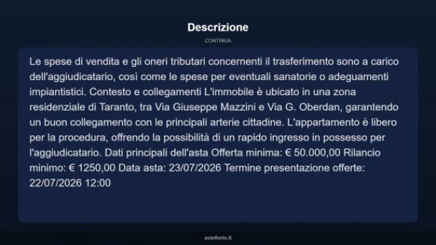 Immobile in asta di 52 m² in vendita a Taranto - Foto 3