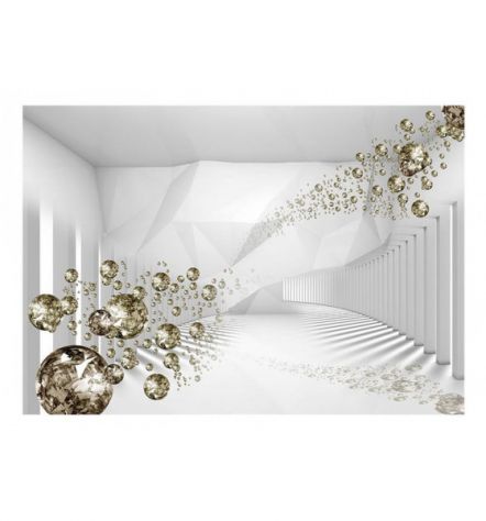 Fotomurale Adesivo In 3D Con Le Sfere Dorate - Foto 2