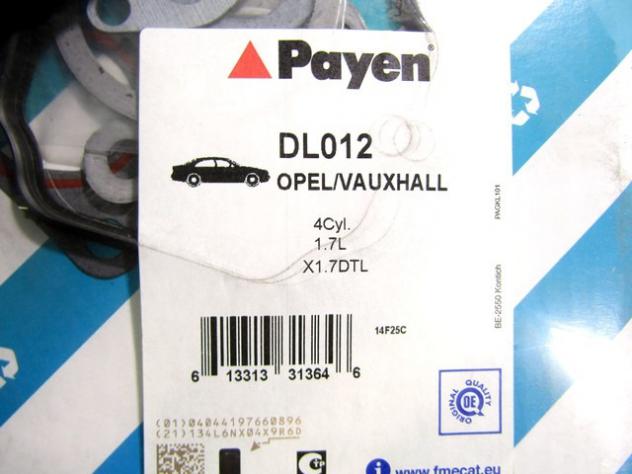 DL012 KIT GUARNIZIONE COPRITESTATA COPERCHIO PUNTERIE PAYEN OPEL ASTRA 1.7 TD 50 KW RICAMBIO NUOVO - Foto 2