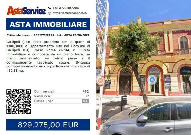 Tribunale Lecce - RGE 275/2023 - L4 - Tribunale Lecce - RGE 275/2023 - L4 - ASTA 23/10/2026