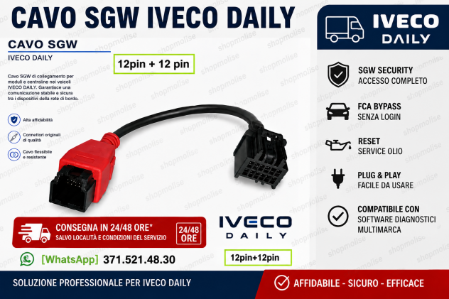 diagnosi Cavo SGW FCA iveco daily bypass reset service FIAT LANCIA ALFA JEEP - Foto 2