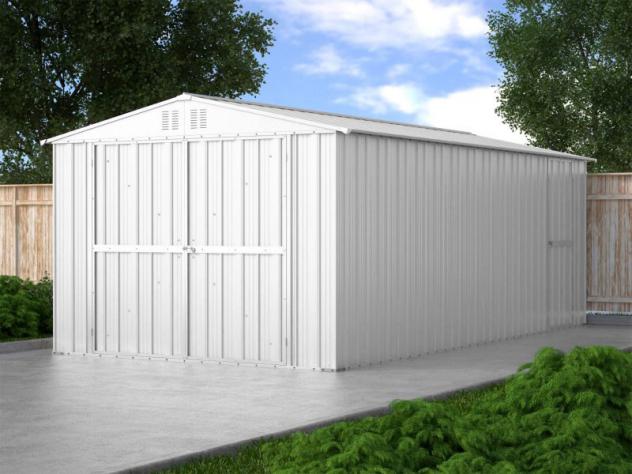Box prefabbricato, casetta da giardino in lamiera zincata. Capanno ricovero attrezzi o deposito/garage auto in Acciaio 3.27 x 6.11 m x h2.35 m - 346 K - Foto 5