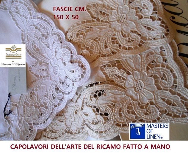 RICAMI A MANO SU LINO , ACCESSORI COMPLEMENTI ARREDO 4 MODELLI - Foto 6