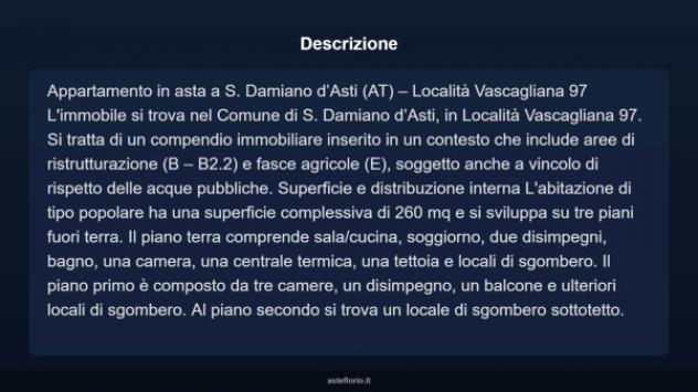Immobile in asta di 260 m² con più di 5 locali e box auto in vendita a San Damiano d'Asti - Foto 4
