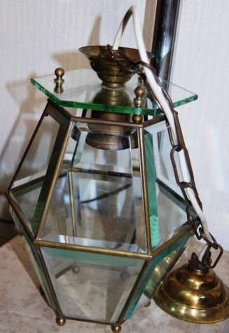 lampadario vintage a lanterna esagonale cristallo - Foto 9