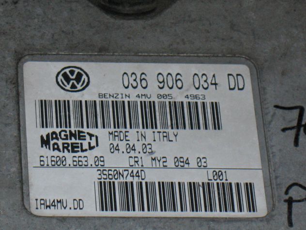 036906034DD ECU CENTRALINA VW POLO 1.4 036906034DD IAW4MV.DD 61600.663.09 - Foto 2