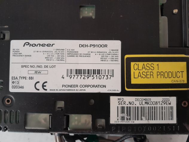 Pioneer DEH-P9100R CD Radio amplificatore MD per auto. da riparare - Foto 5