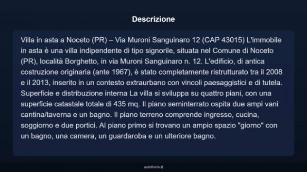 Immobile in asta di 435 m² con più di 5 locali e box auto in vendita a Noceto - Foto 4