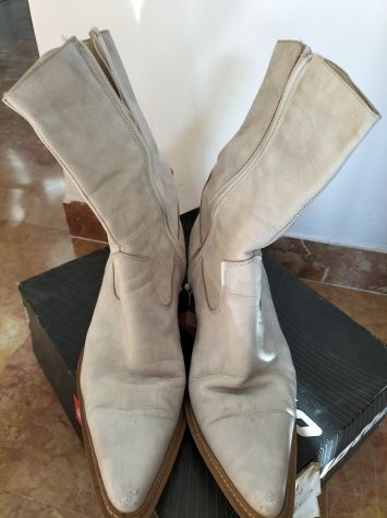 Stivaletti pelle artigianali vera pelle n 40 bianco ghiaccio