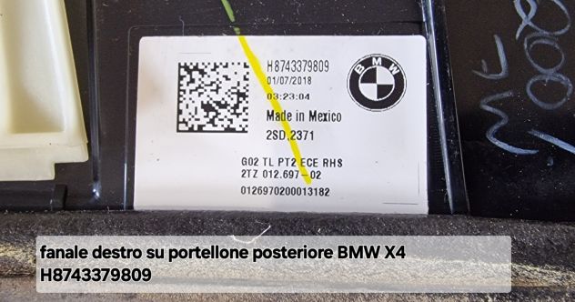 fanale destro su portellone posteriore BMW X4 H8743379809 - Foto 2