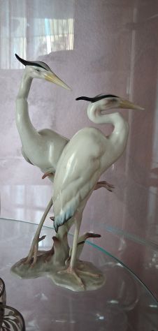 Figurina  in porcellana  coppia  aironi  marchiata  dalla manifattura tedesca Hu - Foto 2