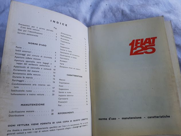 FIAT 125 USO E MANUTENZIONE ANNO 1967 ORIGINALE - Foto 5