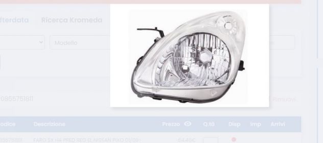 FARO ANTERIORE SX NISSAN PIXO  2009 0855751811 262604A00F