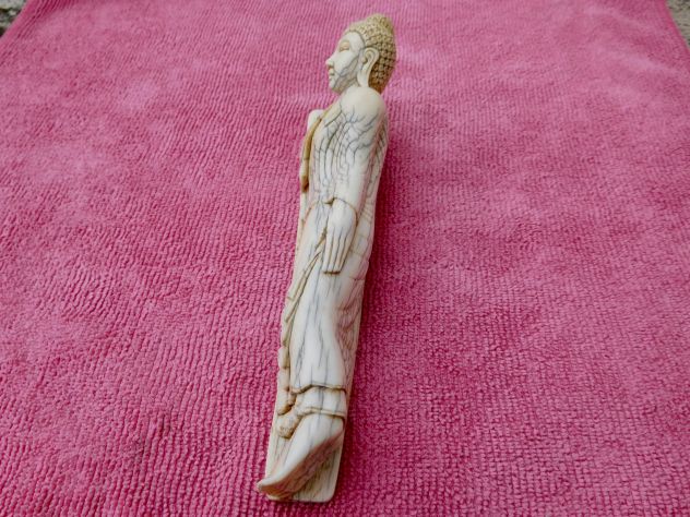 Scultura antica 800 in avorio di Buddha sdraiato - Foto 4