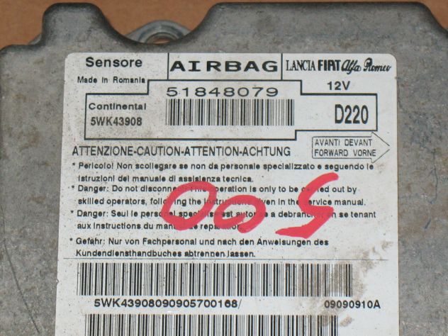 51848079 ECU CENTRALINA SENSORE AIRBAG FIAT 500 D2205 WK43908 - Foto 2