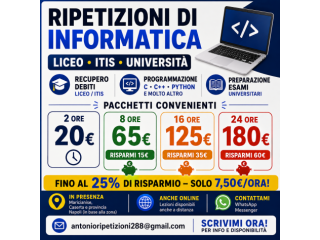 Ripetizioni Informatica e Programmazione – Liceo, ITIS e Università – Caserta/On