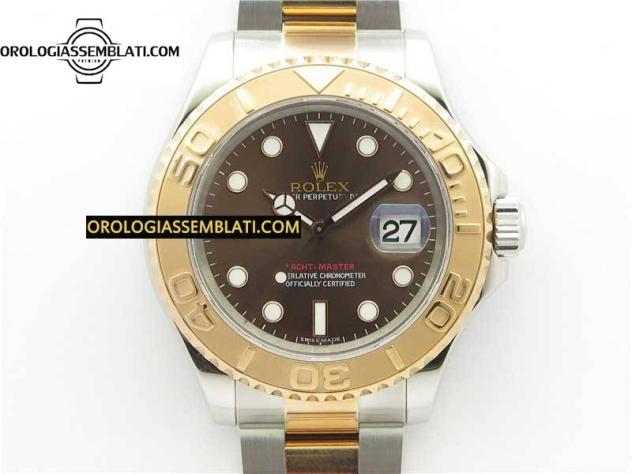 Replica Assemblata YACHT-MASTER 116621 QUADRANTE MARRONE BEST EDITION 1:1 SU BRACCIALE SS/RG SH3135 V2