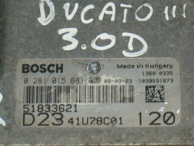 0281015681 ECU FIAT DUCATO 2.3 3.0 0281015681 51833621 EDC19C39-5.A7 - Foto 2